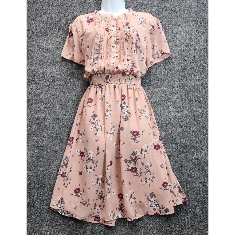 Torrid Pink Floral Ruffle Smocked Waist Fit & Flare Dress Women Cottagecore 1X